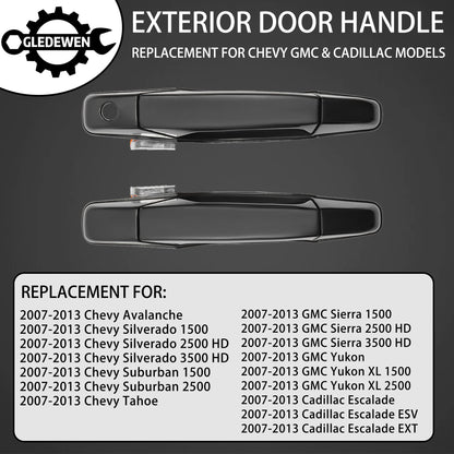 Außenliegender Chrom-Türgriff vorne links Fahrerseite | Ersatz für 2007-2013 Chevy Silverado Suburban Tahoe Avalanche GMC Sierra Yukon Cadillac Escalade | Ersetzt# 20828258, 22738721, 25960525