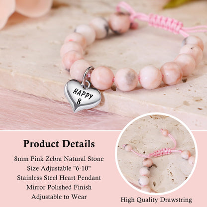 Sereney 5 Jahre altes Mädchen Geburtstagsgeschenkideen, verstellbares rosa-weißes Perlenarmband als Fünf-Jahres-5-Jahre-altes 5. Geburtstagsgeschenk für Teenager-Mädchen, Tochter, Nichte, Enkelin