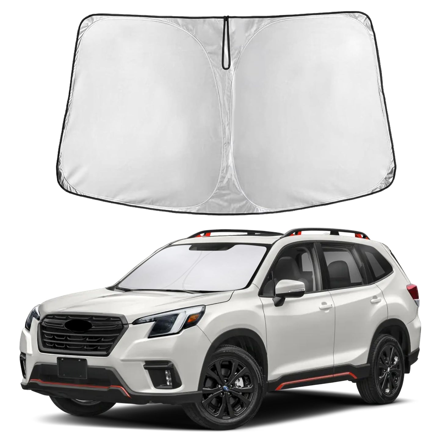 EcoNour Car Windshield Sunshade | Blocks 99% Heat & Keeps Interior Cool | Universal Fits Cars, SUVs, Trucks | Automotive Sun Screen, Visor & Car Accessories for Summer | Medium (64x32 Inches)