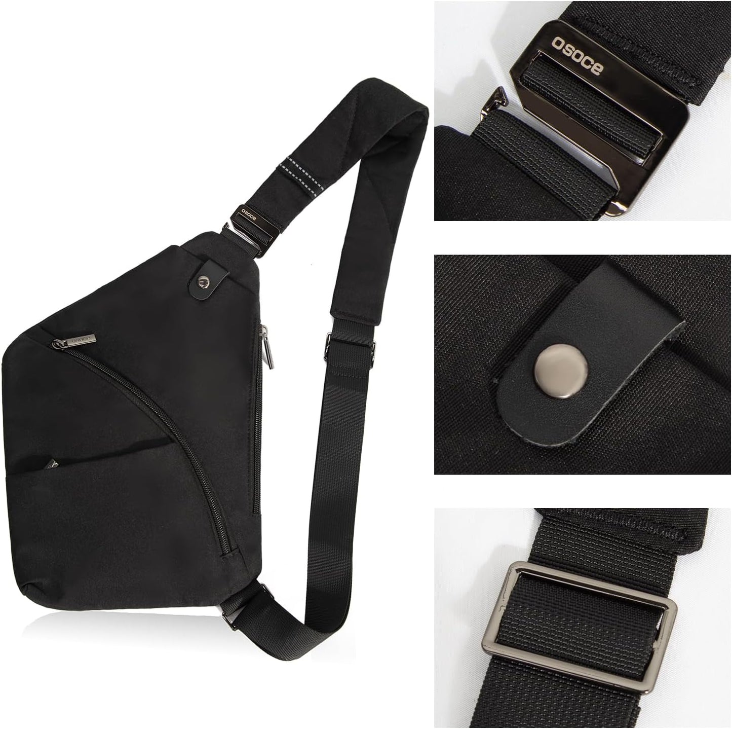 Wasserdichter Anti-Diebstahl Schulter Rucksack Sling Brust Crossbody Bag Abdeckpack Rucksack Fahrrad Sport (B13-007 Schwarz-linke Hand)