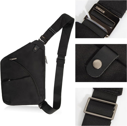 Wasserdichter Anti-Diebstahl Schulter Rucksack Sling Brust Crossbody Bag Abdeckpack Rucksack Fahrrad Sport (B13-007 Schwarz-linke Hand)
