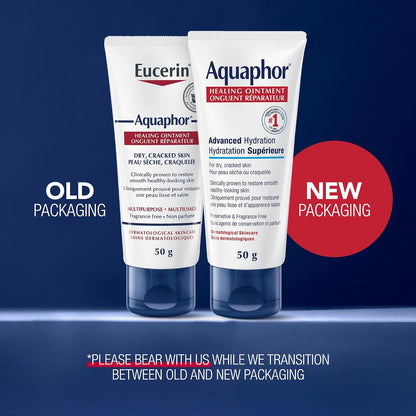 EUCERIN Aquaphor Multipurpose Healing Ointment for Extremely Dry, Cracked Skin (50g), Moisturizing Ointment and Hand Cream for Use After Hand Sanitizer or Hand Soap