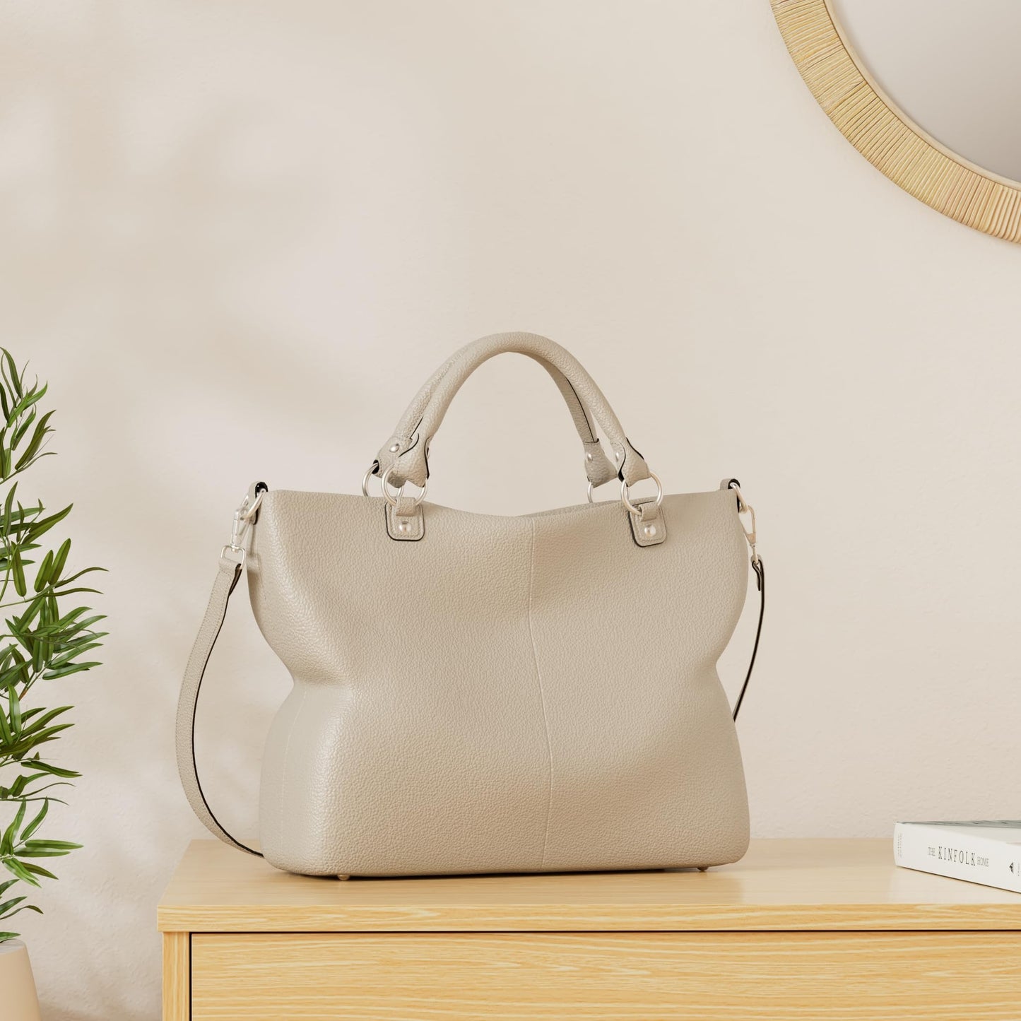 Kattee Damen Weiche Echtleder Tragetasche Schultertasche Handtasche