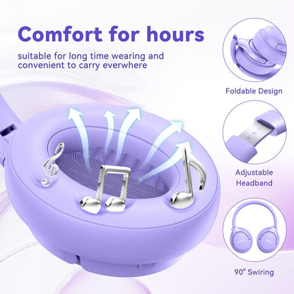 Auriculares Bluetooth BERIBES de diadema, 65H de reproducción y 6 modos de ecualización Auriculares inalámbricos con micrófono, auriculares plegables ligeros HiFi estéreo, graves profundos para oficina en casa, teléfono móvil, PC, etc.