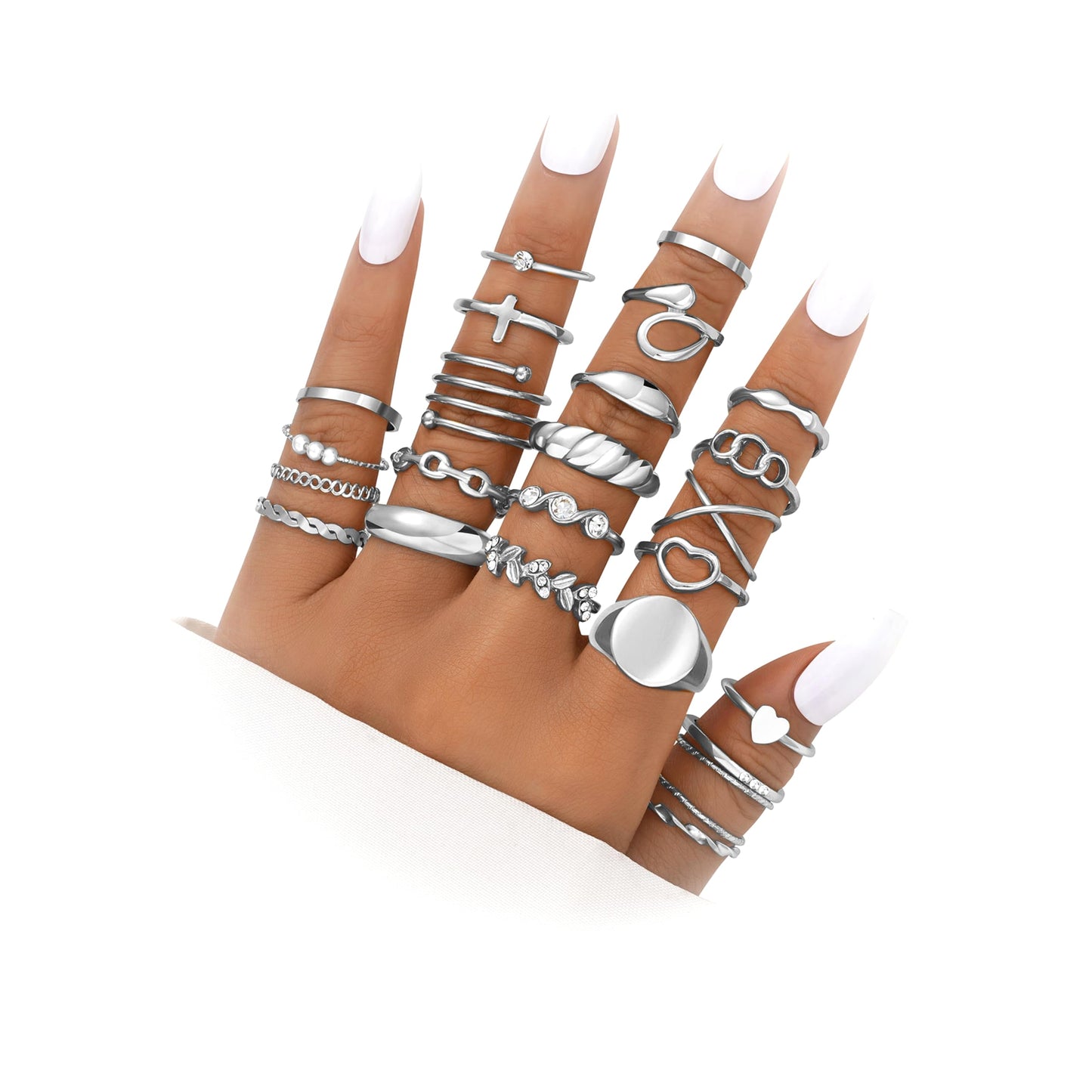 FAXHION 24-60 Pcs Gold Stackable Rings for Women, Knuckle Rings Chunky Gold Ring Set Dainty Stacking Cute Rings, Multiple Sizes Cute Jewelry Set Gift