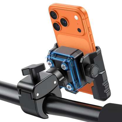 OMOTON BK01 Anti-Vibration Phone Mount, Quick Lock Shockproof Bike & Motorcycle Cell Phone Holder, Fits iPhone & Android for Riders on E-Bike, Stroller, Scooter, Fits Handlebars & Rearview Mirror