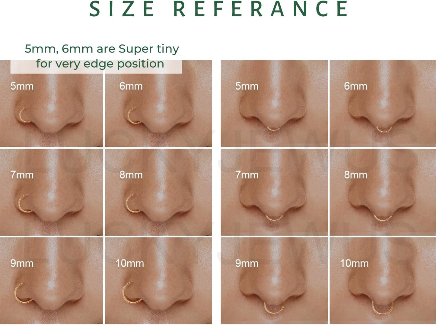 LUCKYJEWUS Small Thin Gold or Sterling Silver Nose Ring Hoop for Women, Tiny Nose Piercing jewelry
