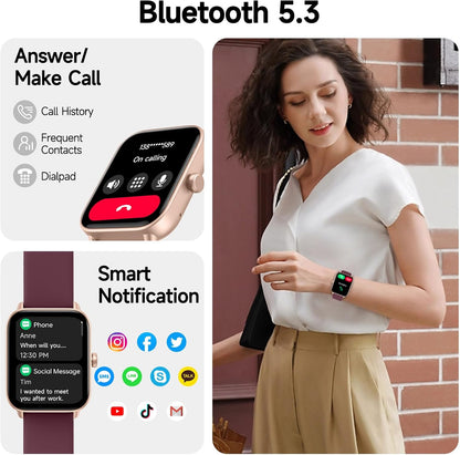 Smartwatch für Herren Damen (Anrufe entgegennehmen/tätigen), Alexa-Smartwatch kompatibel mit Android iOS, Fitness-Tracker mit Herzfrequenz-SpO2-Schlafmonitor, 1,8 Zoll HD DIY Zifferblatt Wasserdichte Uhr mit Bluetooth-Anruffunktion