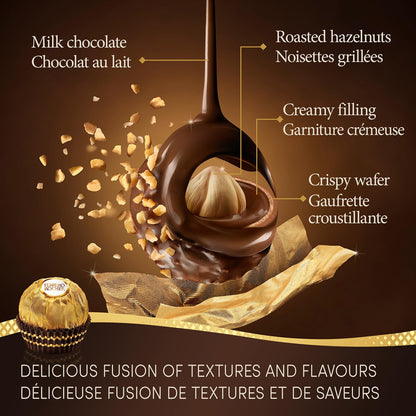 FERRERO ROCHER Caja de Regalo de Chocolate con Leche y Avellanas, 48 Unidades, Regalo Ideal para Anfitrionas, 600g