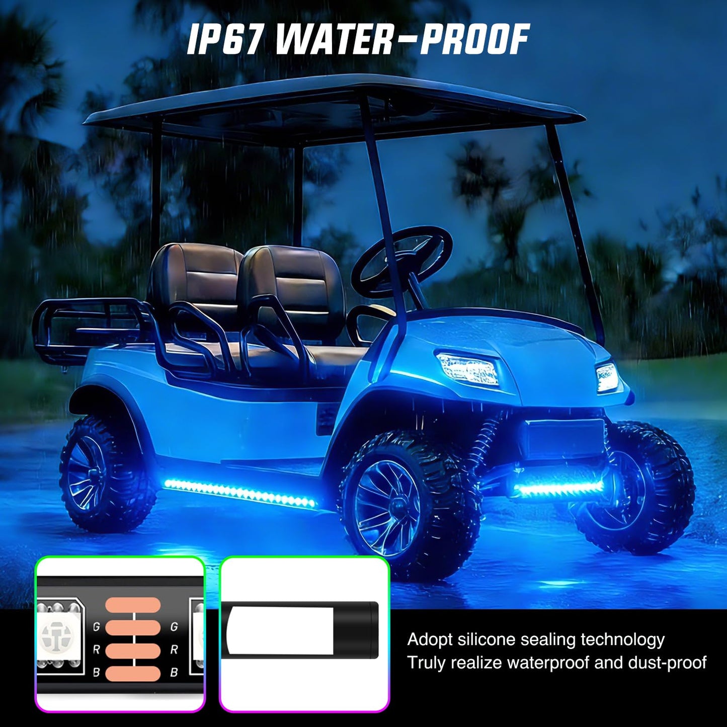 Nilight 6PCS Golf Cart Underbody Light Kit with Canopy Lights Dream Color Multi-Mode Neon Accent Lighting APP Remote Control Sound Active Music Sync IP67 Waterproof 12V-66V for EZGO Yamaha Club Car
