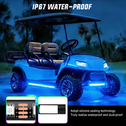 Nilight 6PCS Golf Cart Underbody Light Kit with Canopy Lights Dream Color Multi-Mode Neon Accent Lighting APP Remote Control Sound Active Music Sync IP67 Waterproof 12V-66V for EZGO Yamaha Club Car