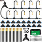 MIXC 1/4" 100Ft Drip Irrigation System for Garden with 16pcs 360°Adjustable Brass Nozzles & Bendable Rod,Upgraded Watering System Kit for Outdoor Plants,Lawn,Raised Bed,Potted Plant,Yard,Greenhouse