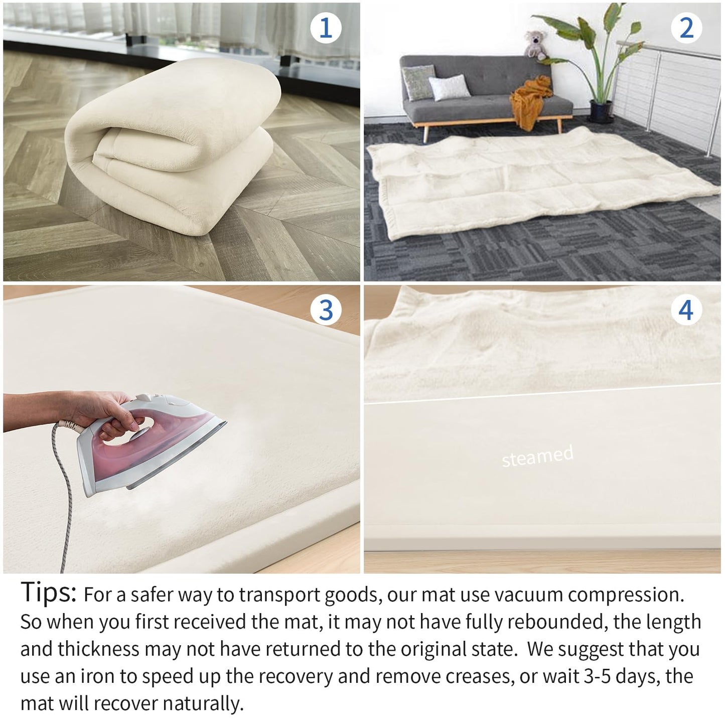 Huloo Sleep Ultra Soft Baby Spielmatte für den Boden, 3,3 cm dicke Elasti-Foam 127x127 cm Laufgittermatte für Kleinkinder, rutschfeste Rückseite, sicher zum Krabbeln und für die Bauchlage, Tatami-Stil (Dunkelgrau)