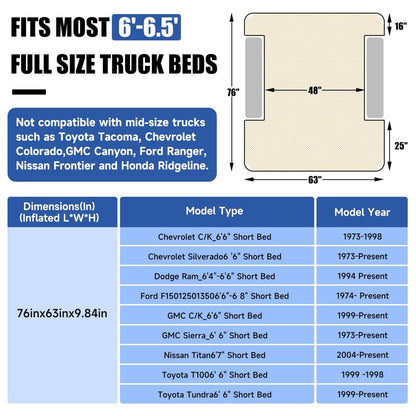 Umbrauto Car Air Mattress Backseat| Inflatable Truck Back Seat Camping Airbed for SUV Rear Seat, Blow Up Sleeping Travel Bed for Van Trunk with Pump & Pillows