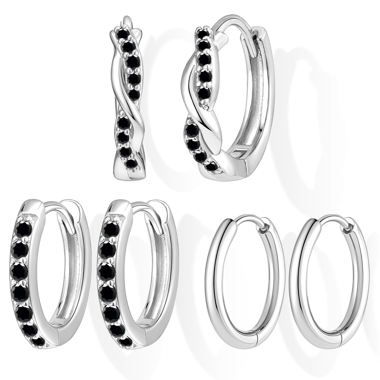 Inerney 14K Gold Plated Huggie Hoop Earrings for Women, Small Sterling Silver Earring Set Hypoallergenic Cartilage Helix Stacks, Mini Dainty Cute Trendy Birthstone Jewelry Gift for Multiple Piercings