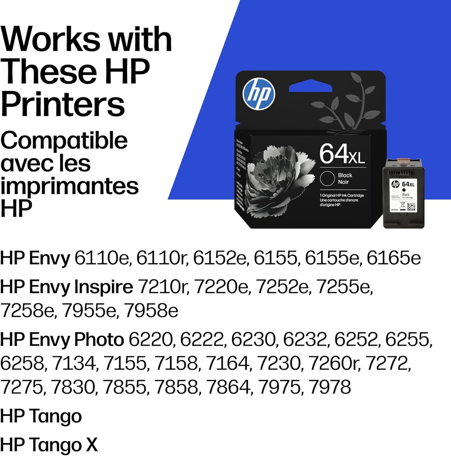 Original HP 64 Schwarz Tintenpatrone | Kompatibel mit HP ENVY Photo 6200, 7100, 7800 Serien | Für Instant Ink geeignet | N9J90AN