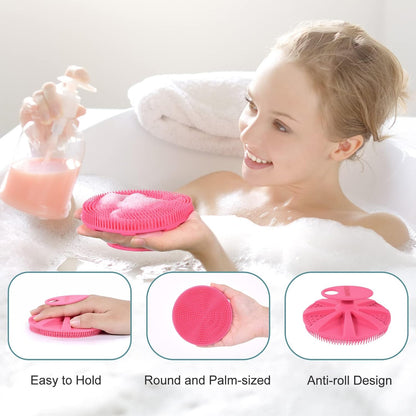 INNERNEED Duschbürste aus weichem Silikon in Lebensmittelqualität, Hand-Körperbürste zur Hautreinigung, sanftes Peeling, gute Schaumbildung (Schwarz)