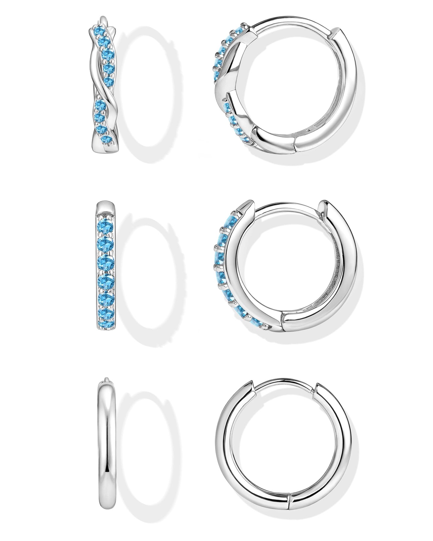 Inerney 14K Gold Plated Huggie Hoop Earrings for Women, Small Sterling Silver Earring Set Hypoallergenic Cartilage Helix Stacks, Mini Dainty Cute Trendy Birthstone Jewelry Gift for Multiple Piercings
