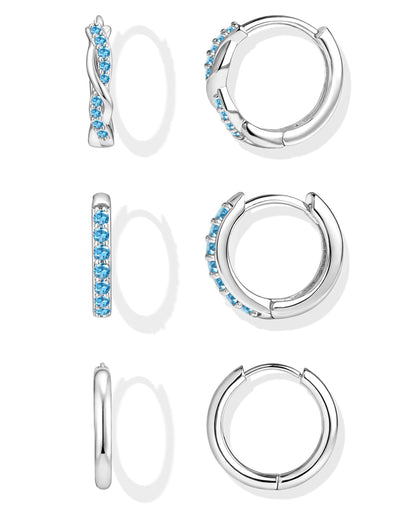 Inerney 14K Gold Plated Huggie Hoop Earrings for Women, Small Sterling Silver Earring Set Hypoallergenic Cartilage Helix Stacks, Mini Dainty Cute Trendy Birthstone Jewelry Gift for Multiple Piercings