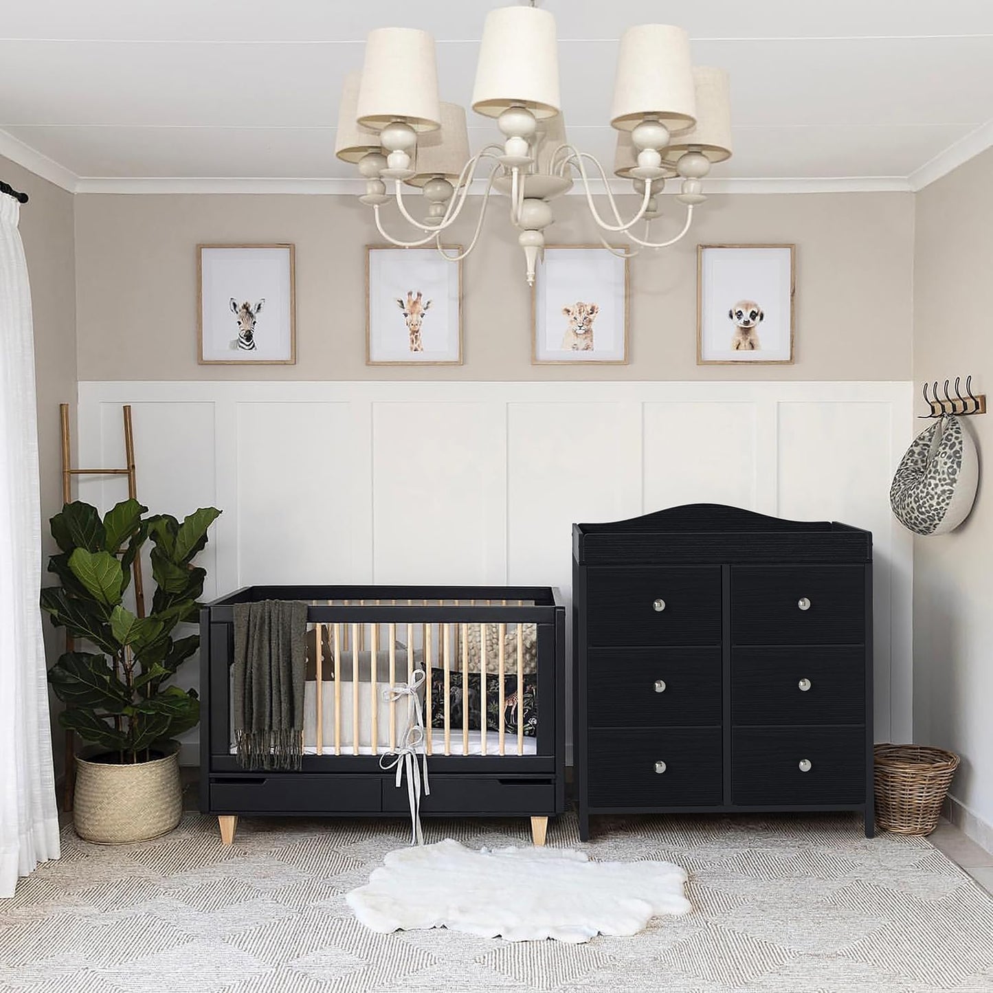 BOLUO White Changing Table Dresser with 6 Drawers Baby Dresser with Changing Table Top Diaper Changing Station with Storage for Nursery Modern