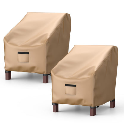Patio Chair Covers for Outdoor Furniture Waterproof 2 Pack, Lawn Chair Covers 600D Heavy Duty Oxford Cloth, Large Covers for Lounge Lawn Deep Seat 38" W x 31" D x 29" H-Brown