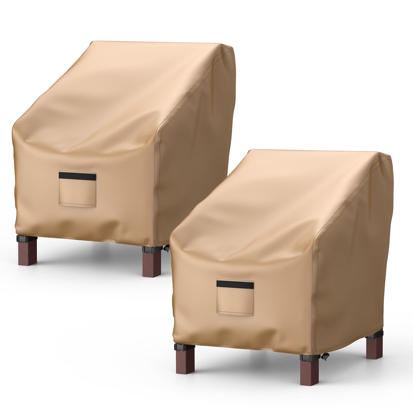 Patio Chair Covers for Outdoor Furniture Waterproof 2 Pack, Lawn Chair Covers 600D Heavy Duty Oxford Cloth, Large Covers for Lounge Lawn Deep Seat 38" W x 31" D x 29" H-Brown