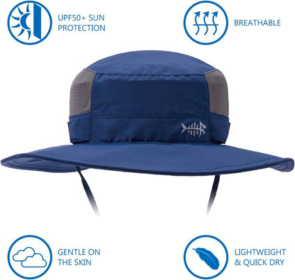 Bassdash UPF 50+ Sonnenhut zum Angeln, wasserabweisend, mit abnehmbarem Nackenschutz, große Größe