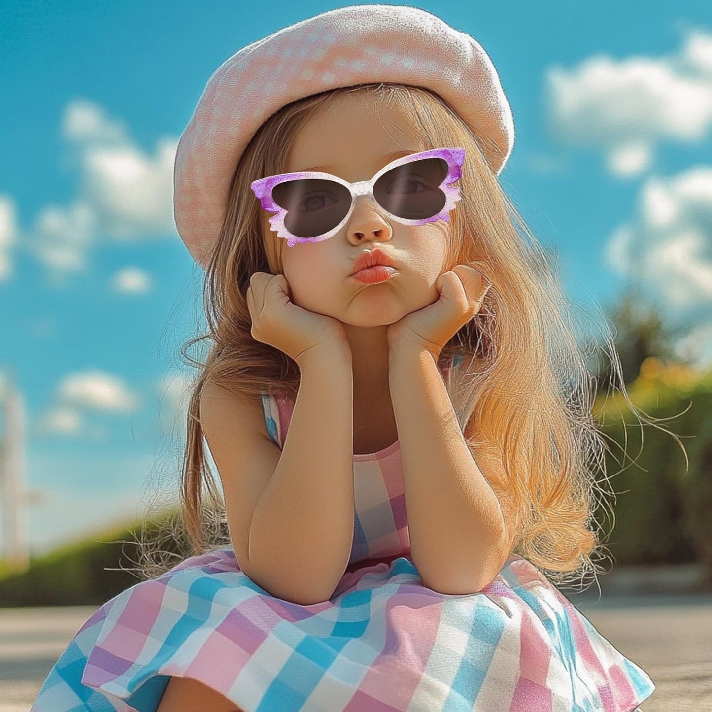 PinkSheep Sonnenbrille für Mädchen, polarisierte Sonnenbrille für Babys und Kinder mit Etui, Einhorn, Oval, Katzen, Herzbrillen, UV400-Schutz