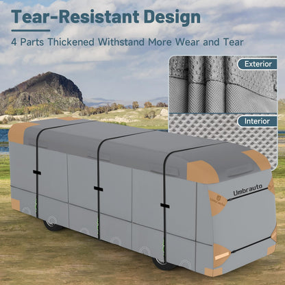 Umbrauto Class C RV Cover Fits 29-32’, Class C Motorhome Camper Cover, Heavy Duty 7 Layers Top Windproof Breathable RV Cover with 3Pcs Extra Straps, Adhesive Repair Patches, 6 Gutter Covers