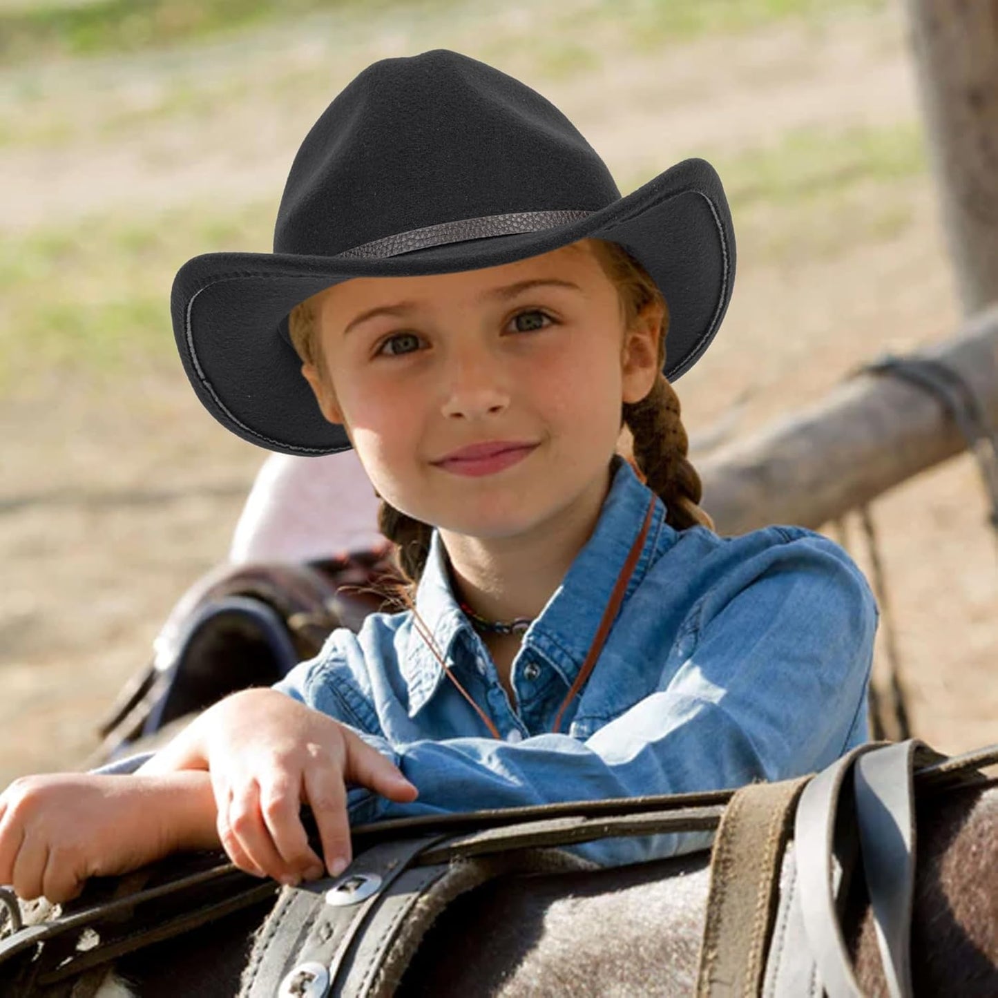Cowboyhut für Jungen Mädchen Western Filzhut Fedora für Kinder 3-6 Jahre