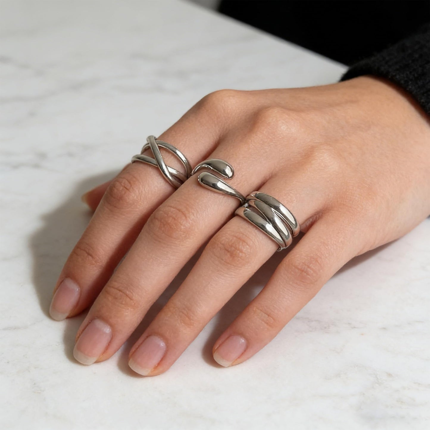 YEEZII Chunky Gold Rings for Women Non Tarnish, 18K Gold Plated Stackable Thumb Ring, Statement Women Rings Set