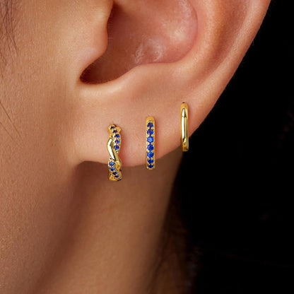 Inerney 14K Gold Plated Huggie Hoop Earrings for Women, Small Sterling Silver Earring Set Hypoallergenic Cartilage Helix Stacks, Mini Dainty Cute Trendy Birthstone Jewelry Gift for Multiple Piercings