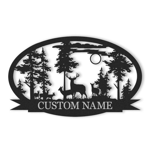 Personalized Deer Metal Cabin Sign | Custom Metal Sign | Personalized Camping Signs | Deer Hunter Gift | Custom Signs Outdoor Metal | Custom Family Name Sign | Cabin Decor | Porch Sign