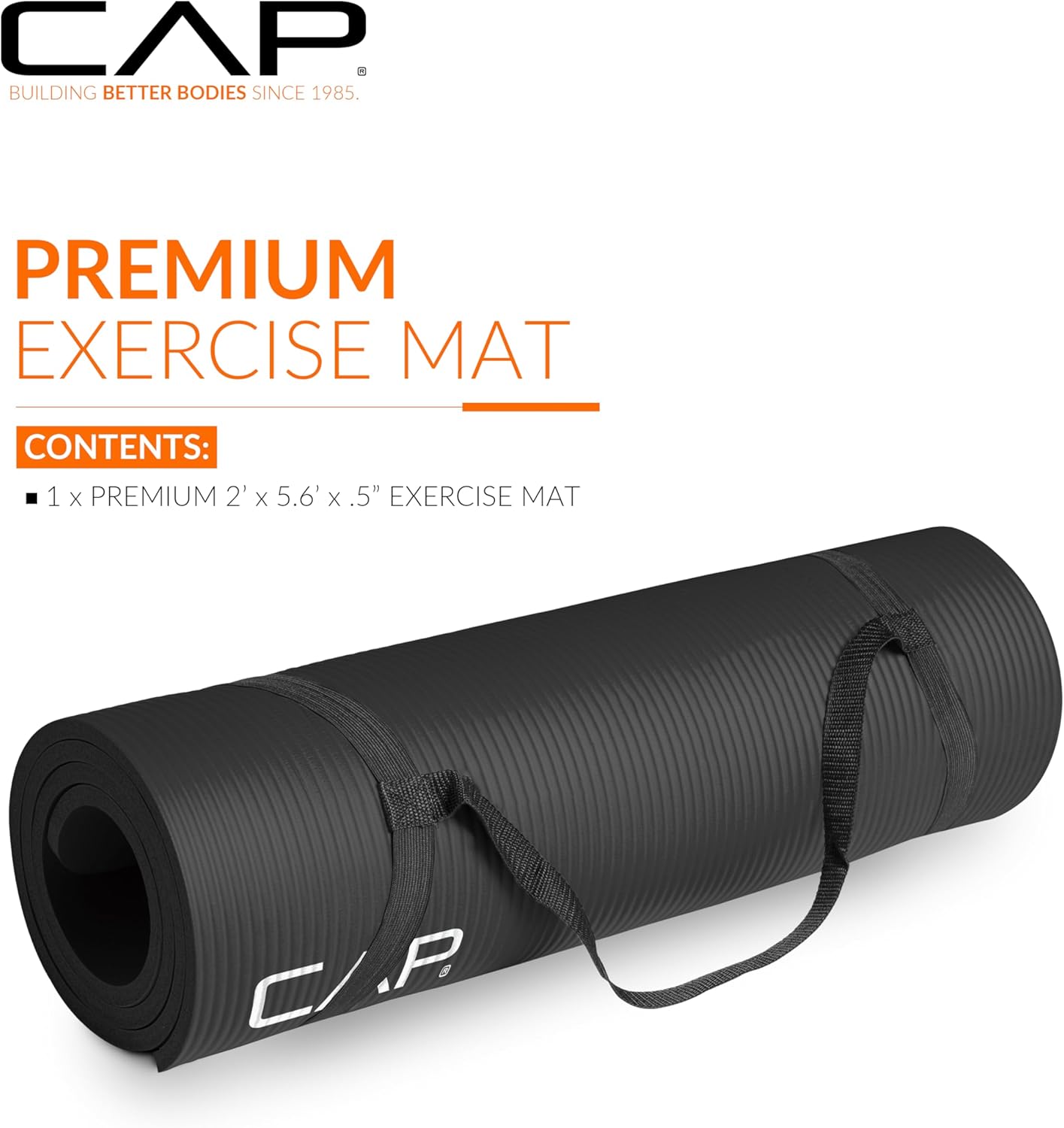 CAP Barbell Yogamatte mit hoher Dichte, 1,27 cm, mit Tragegurt | Mehrere Optionen
