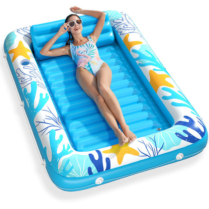 Jasonwell 4 in 1 Inflatable Tanning Pool Lounger Float - Sunbathing Lounge Floatie Raft Toys, Water Filled Tanning Bed Mat Pad Blow Up Kiddie Pool with Ball Pit for Adult, Kids (L)