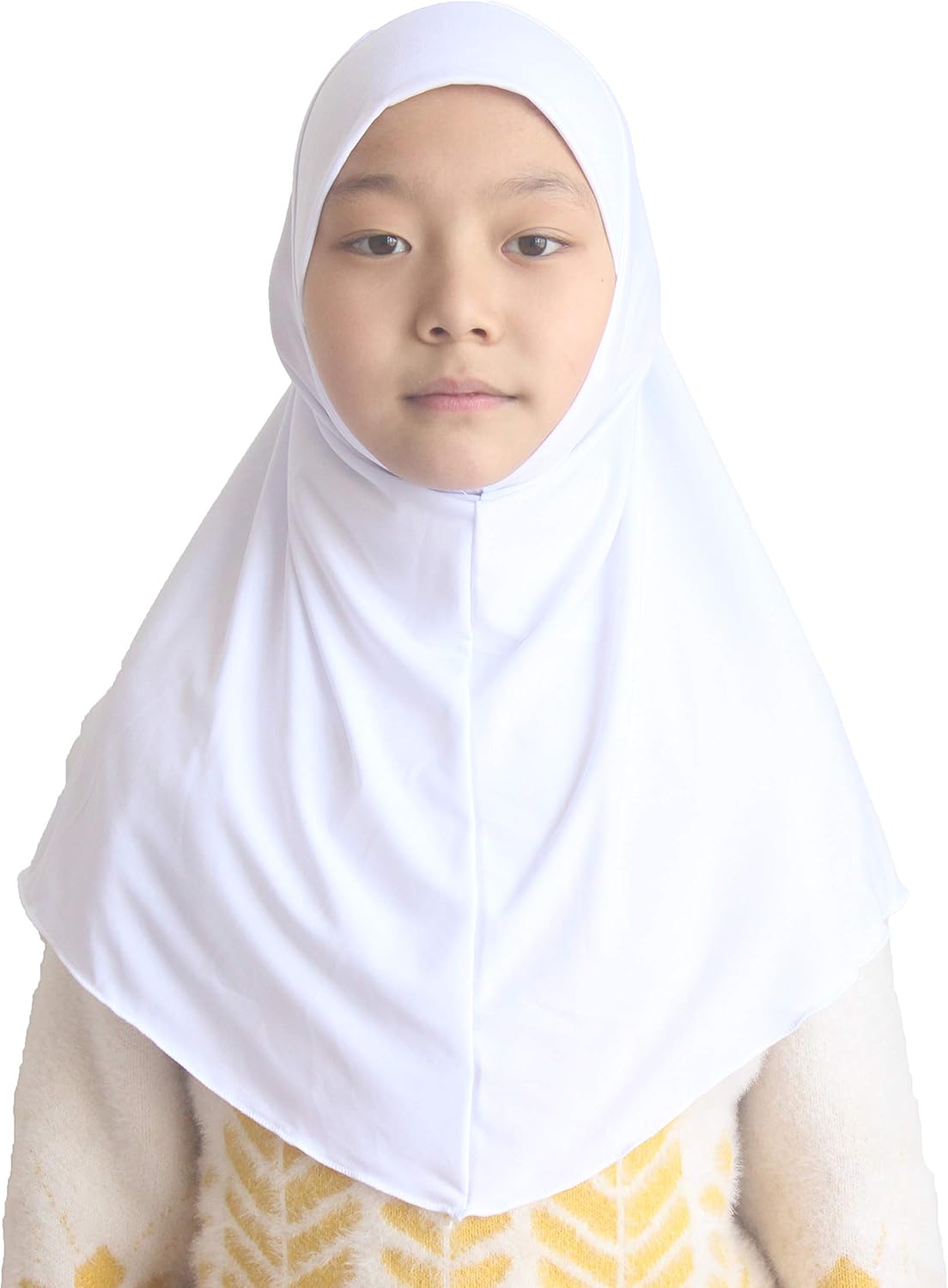 Girls Hijab Muslim Kids Scarf Headwear Solid Color for 6-11 Years Ready to Wear