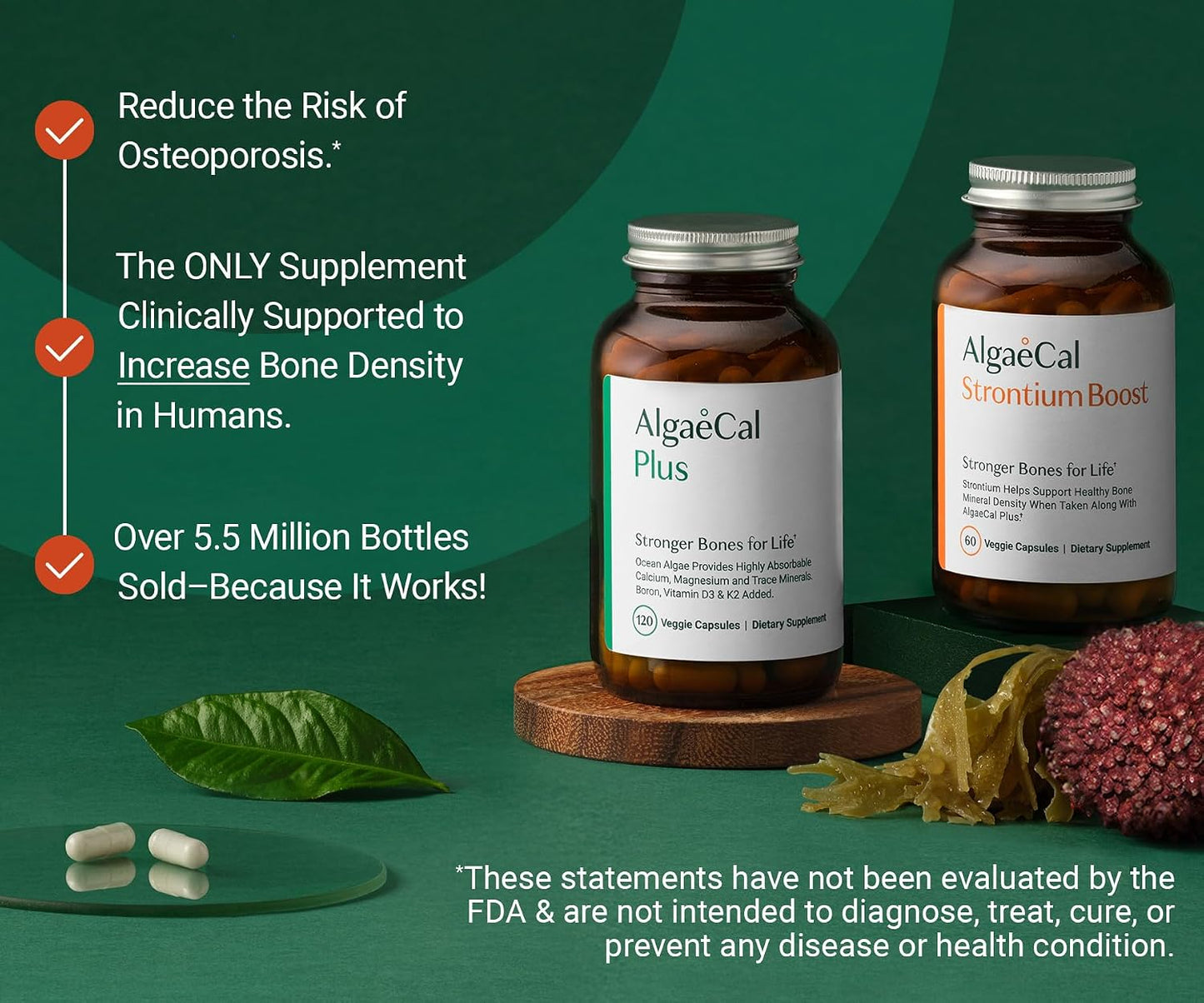 ALGAECAL Powerhouse Bundle - D3 Complete (1000 IU) + K2, Vitamin E, Vitamin A & Bone Builder Pack for Increased Bone Density & Omega 3 Fish Oil 1200mg EPA DHA & Osteoporosis Book