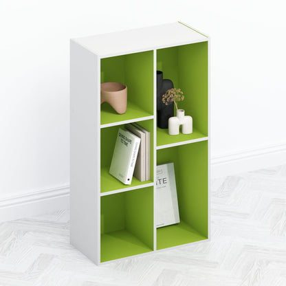 Furinno TOMI TV Stand, 5-Cube Entertainment Center with Open Shelf, Reversible TV Console, for Living Room, Bedroom, Home Office, Green