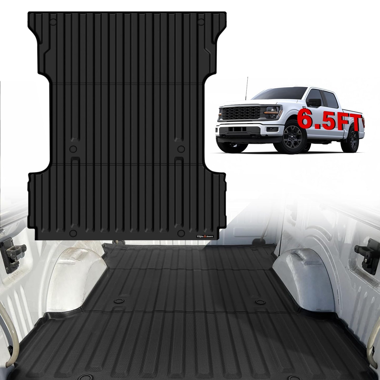 TripleAliners Truck Mat Compatible with 2019-2026 Chevy Silverado 1500 / GMC Sierra 1500 6.6FT Accessories, Truck Bed Mat Heavy Duty Custom Fit All Weather Protection TPE Pickup Liner, Standard Bed