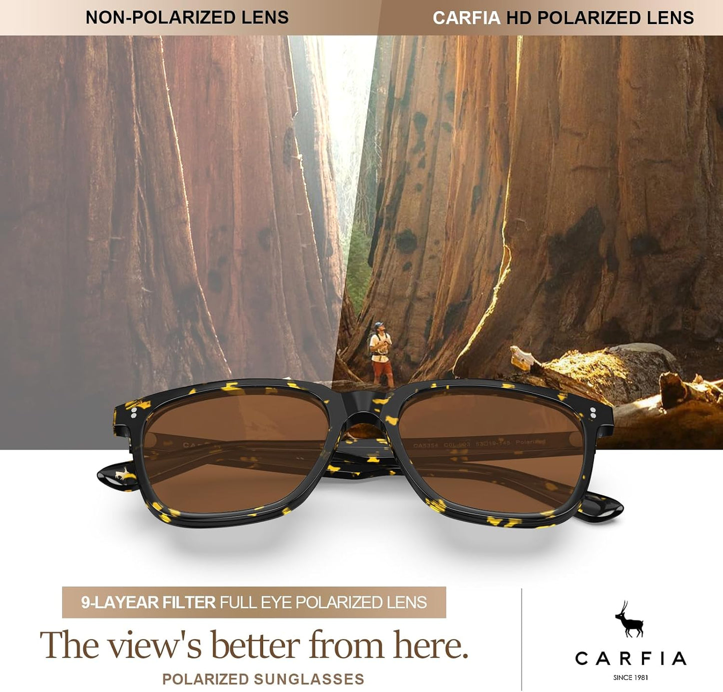 CARFIA Square Polarized Sunglasses for Men