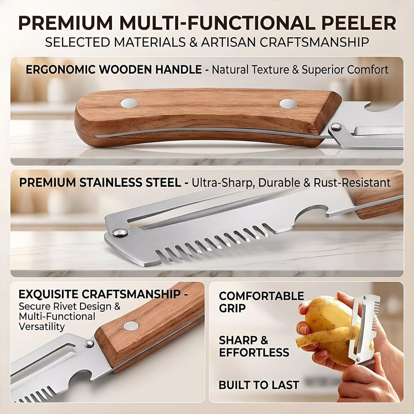 3-in-1 Kitchen Game-Changer: The Ultimate Multi-Functional Vegetable Peeler