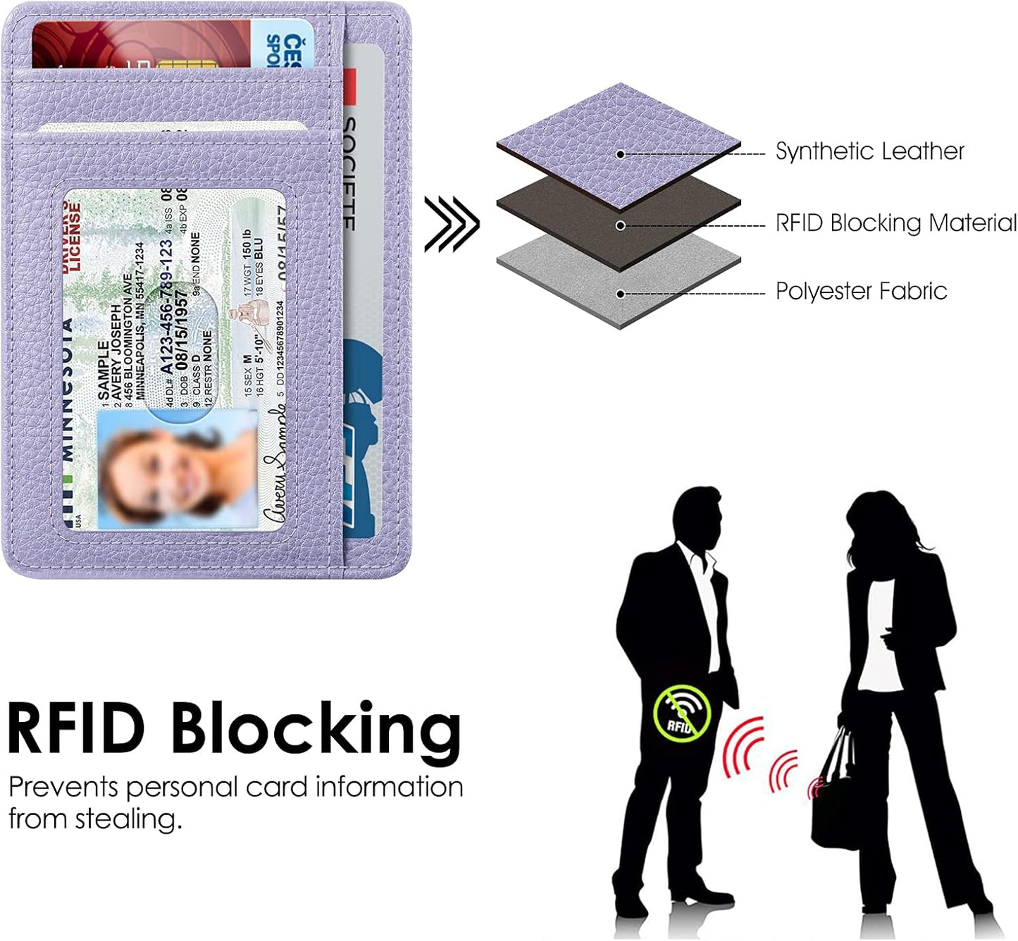 Fintie Schlankes, minimalistisches Fronttaschen-Portemonnaie, RFID-blockierendes Kreditkartenetui, Kartenhüllen mit Ausweisfenster für Herren und Damen