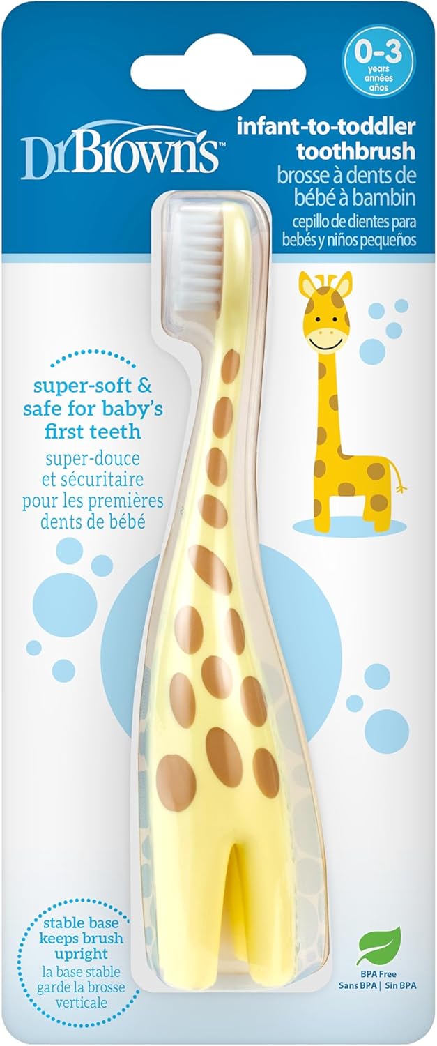 Dr.-Brown's-Infant-to-Toddler-Training-Toothbrush,-Soft-for-Baby's-First-Teeth,-Giraffe,-BPA-Free,-0-3-Years