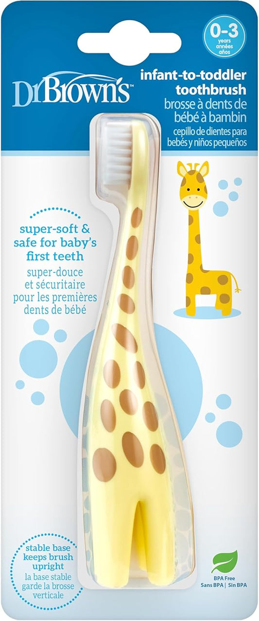 Dr.-Brown's-Infant-to-Toddler-Training-Toothbrush,-Soft-for-Baby's-First-Teeth,-Giraffe,-BPA-Free,-0-3-Years