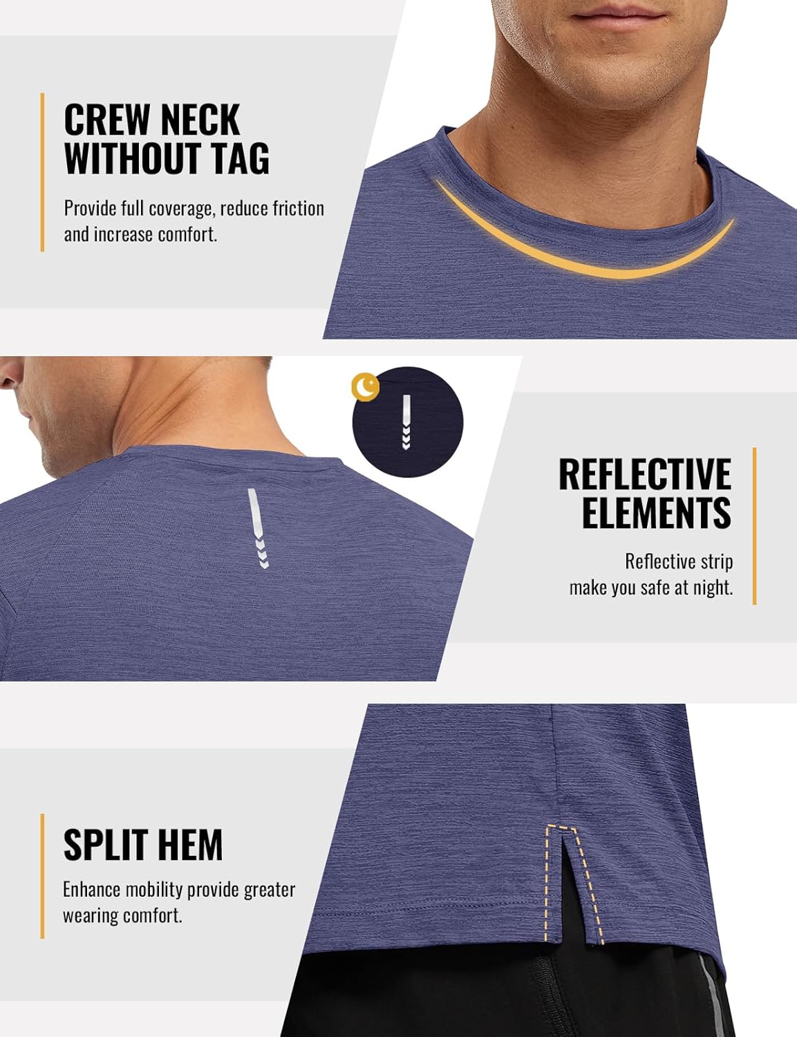 Rdruko Herren Kurzarm Trainingsshirts – Trockene Passform – Feuchtigkeitstransportierend – Für Laufen, Fitnessstudio, aktiven Sport