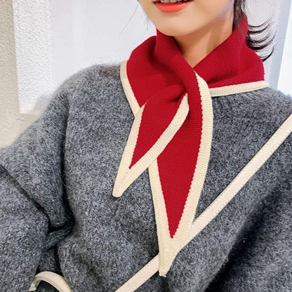 Dreieckstücher für Damen Halstuch für Damen Gekreuztes Tuch für Damen Koreanische Version Gestrickter Wollkragen