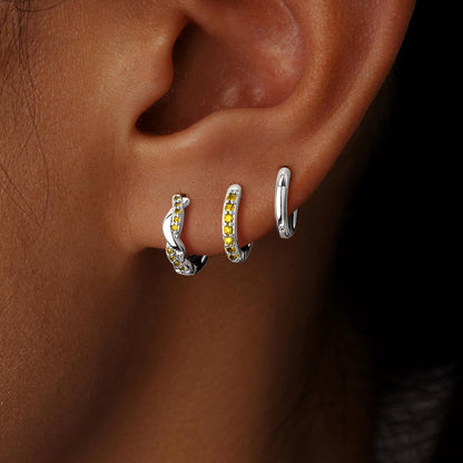 Inerney 14K Gold Plated Huggie Hoop Earrings for Women, Small Sterling Silver Earring Set Hypoallergenic Cartilage Helix Stacks, Mini Dainty Cute Trendy Birthstone Jewelry Gift for Multiple Piercings