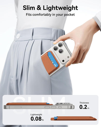 für MagSafe Wallet, 3 Kartenfächer, magnetische schlanke Handy-Geldbörse für iPhone 17/16/15/14/13/12 Pro Max Plus Air Serie, RFID-blockierendes veganes Leder, Schwarz