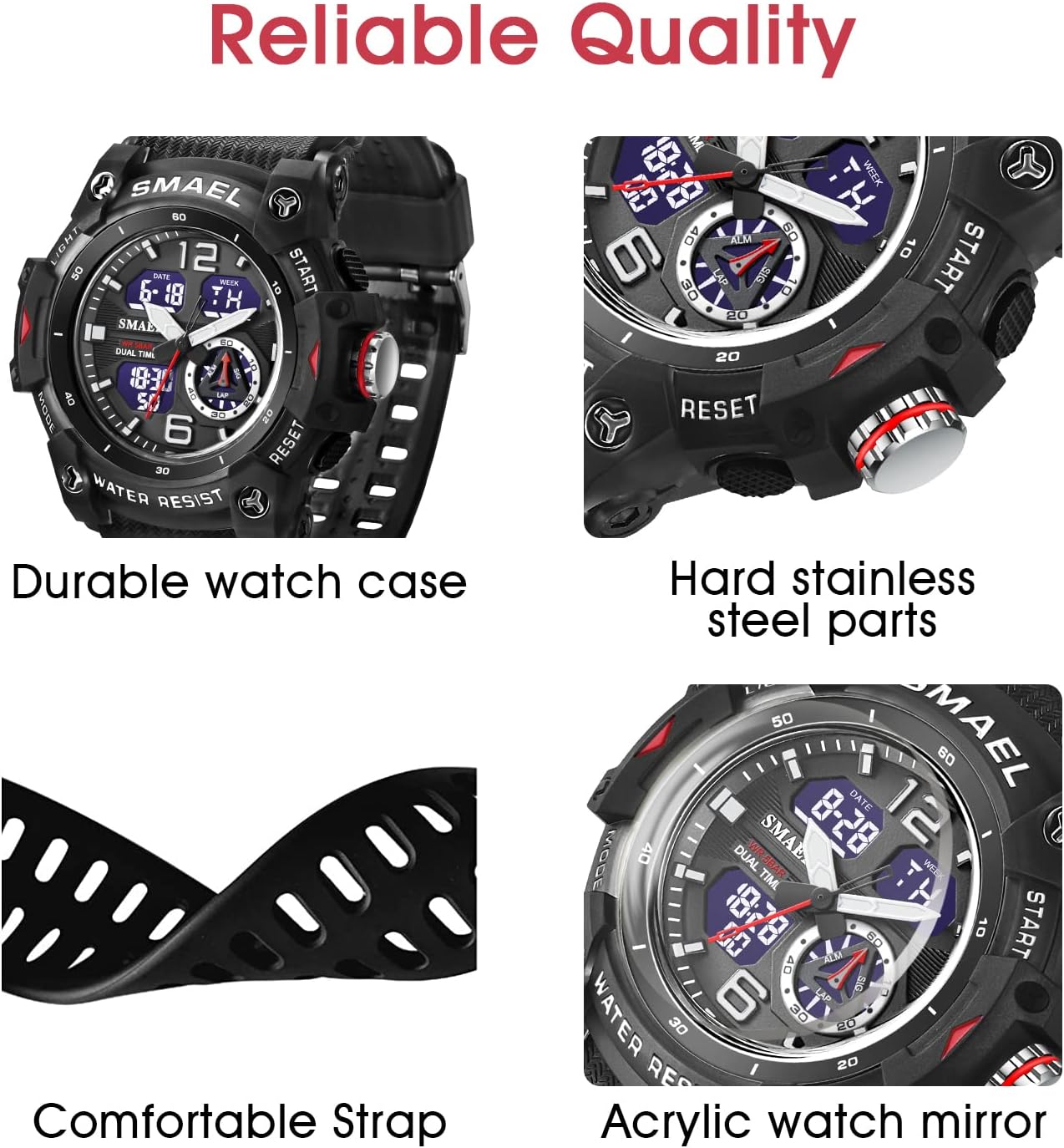 Herren Digitaluhr, Sportuhren für Männer Outdoor Militär Digital Analog Stoppuhr Wasserdicht Multifunktionale Armbanduhr