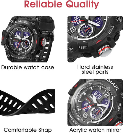 Herren Digitaluhr, Sportuhren für Männer Outdoor Militär Digital Analog Stoppuhr Wasserdicht Multifunktionale Armbanduhr